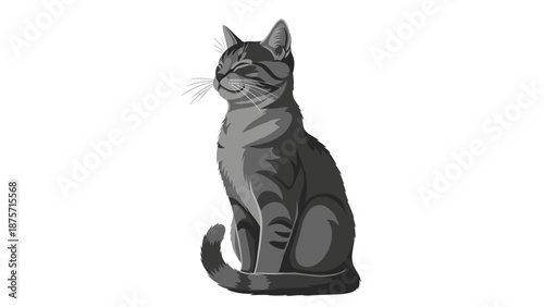 Black and White Cat Illustration.
