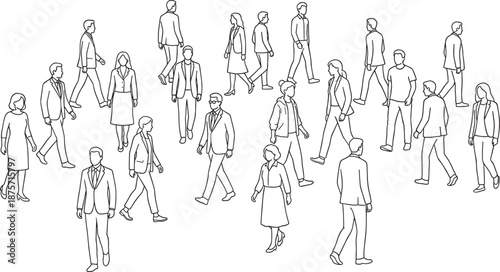 Set of diverse pedestrian silhouettes featuring families with children holding hands business people walking and commuters using mobile phones isolated on white background vector