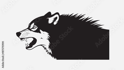 Black and White Husky Dog Head.