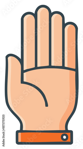 Stylized Illustration of a Peach-Colored Human Hand Showing Five Fingers