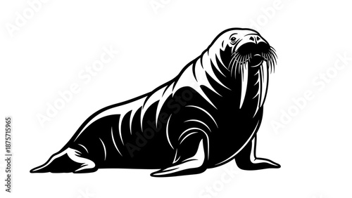 Black and White Seal Illustration.