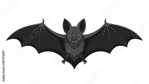 Black Bat in Flight Silhouette.
