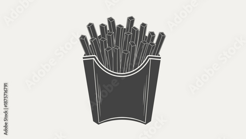 French Fries in Container Illustration.