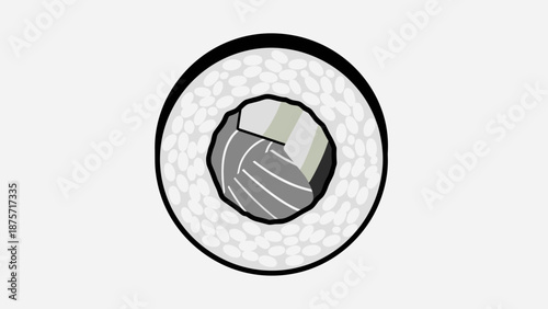 Sushi Roll on White Plate.