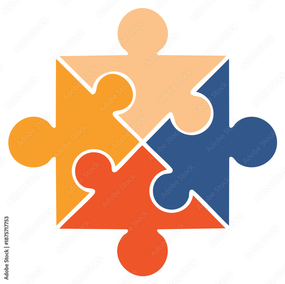Obraz premium Colorful puzzle pieces connected together, teamwork, problem-solving concept