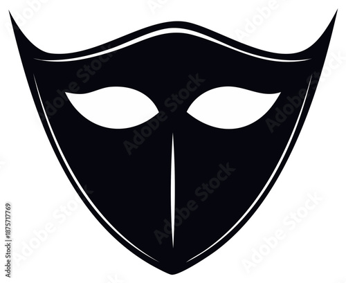 Abstract Black Mask Silhouette with Stylized Eye Shapes
