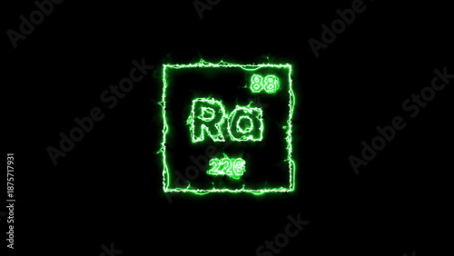 Obraz na plátně Radium periodic table element neon thunder icon isolated on black background