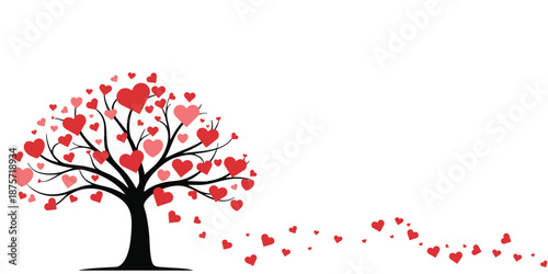 Illustration of vector illustration of a tree with hearts for love and valentines day