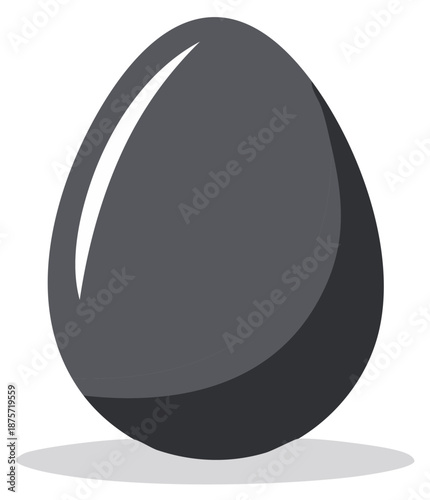 A simple vector illustration of a shiny dark gray egg with a reflection and soft shadow