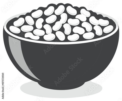 Bowl of White Beans Vector Illustration Traditional Staple Food
