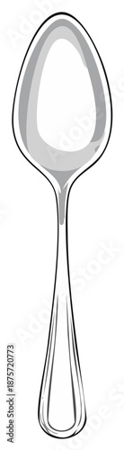 Simple single spoon illustration with gray shading and black outline