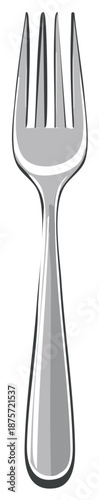 Simple Vector Illustration of a Silver Fork for Dining and Kitchen Use
