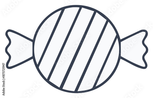 Illustration of a wrapped candy with diagonal stripes, a treat for celebrations