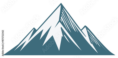 Minimalist mountain peak illustration with snow covering a scenic landscape.
