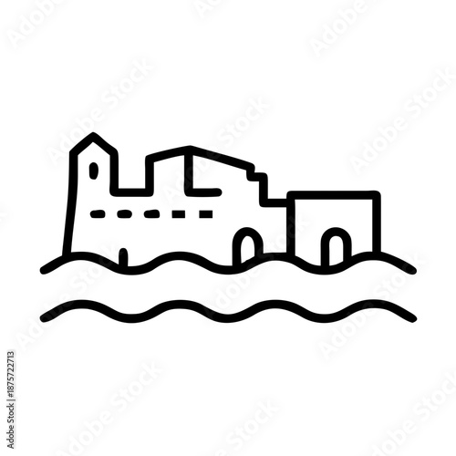 Illustration of a castle by the sea