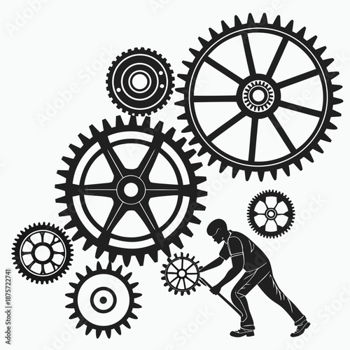Man adjusting gears