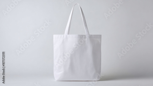 White tote bag blank canvas bag reusable fabric bag eco friendly shopping bag plain cotton bag minimal tote simple white bag cloth shoulder bag isolated product studio background white tote bag