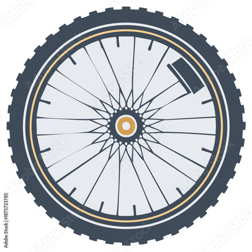 Vector illustration of a bicycle wheel isolated on white.