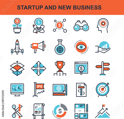 Business Startup and Innovation Icon Pack, Investment, Strategy and Growth Concept Symbols
