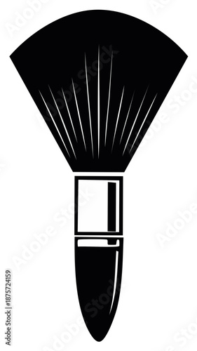 Black silhouette icon of a large cosmetic fan brush for applying makeup powder