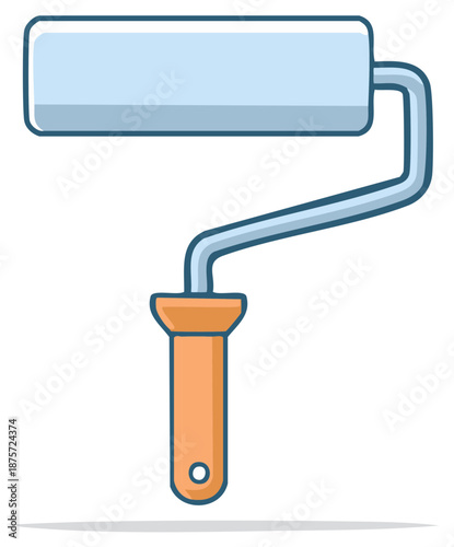 Paint roller brush with blue and orange handle for house painting and construction works