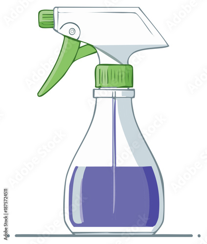 Spray Bottle Illustration with Blue Liquid For Cleaning and Disinfection
