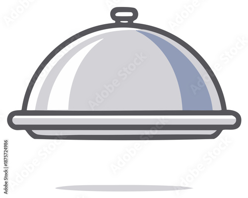 Shiny metal food serving cloche icon on a platter an elegant restaurant dish cover for special meal presentation