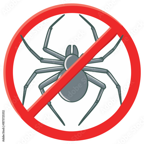 No Spiders Allowed Prohibition Sign with Arachnid Pest Control and Repellent Symbol
