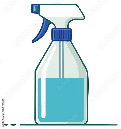 Cleaning spray bottle illustration, sanitizer, hygiene concept.