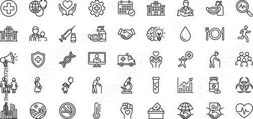 healthcare, medical, health, hospital, doctor, medicine, wellness, treatment, care, clinic, patient, diagnosis, prevention, safety, hygiene, emergency, insurance, support, icons, vector