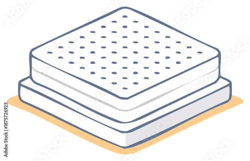 Stacked mattress layers isometric illustration showing modern sleep comfort and ergonomic design