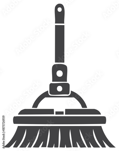 Flat vector icon of a push broom symbol for cleaning supply and janitor concepts
