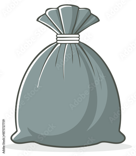 A full gray plastic trash bag tied at the top, a clean vector illustration for garbage and waste management concepts