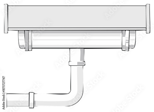 Isolated sink drain illustration showcasing plumbing components for visual reference or education