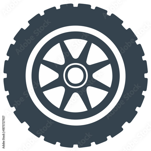 Robust off road tire and wheel icon representing automotive transport and adventure