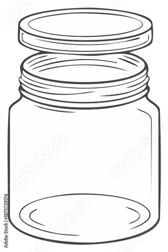 Open Glass Jar with Lid and Screw Threads for Preserving Foods and Liquids