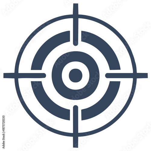 Dark Blue Target Emblem with Crosshairs and Concentric Rings Simple Graphic