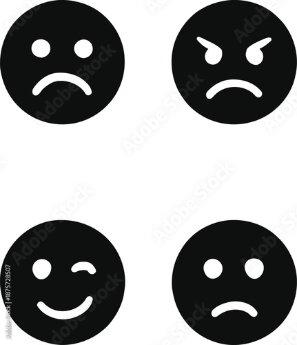 Linear gradient emoticon set with diverse facial expressions displayed