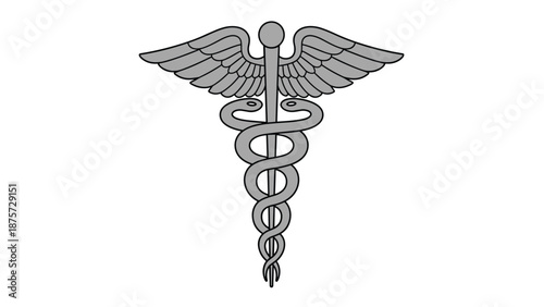 A stylized caduceus symbol, representing medicine, healthcare, and the medical profession.