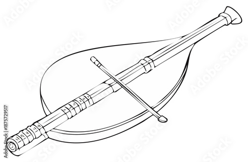 Medieval Rebec Bowed String Instrument Line Art Illustration