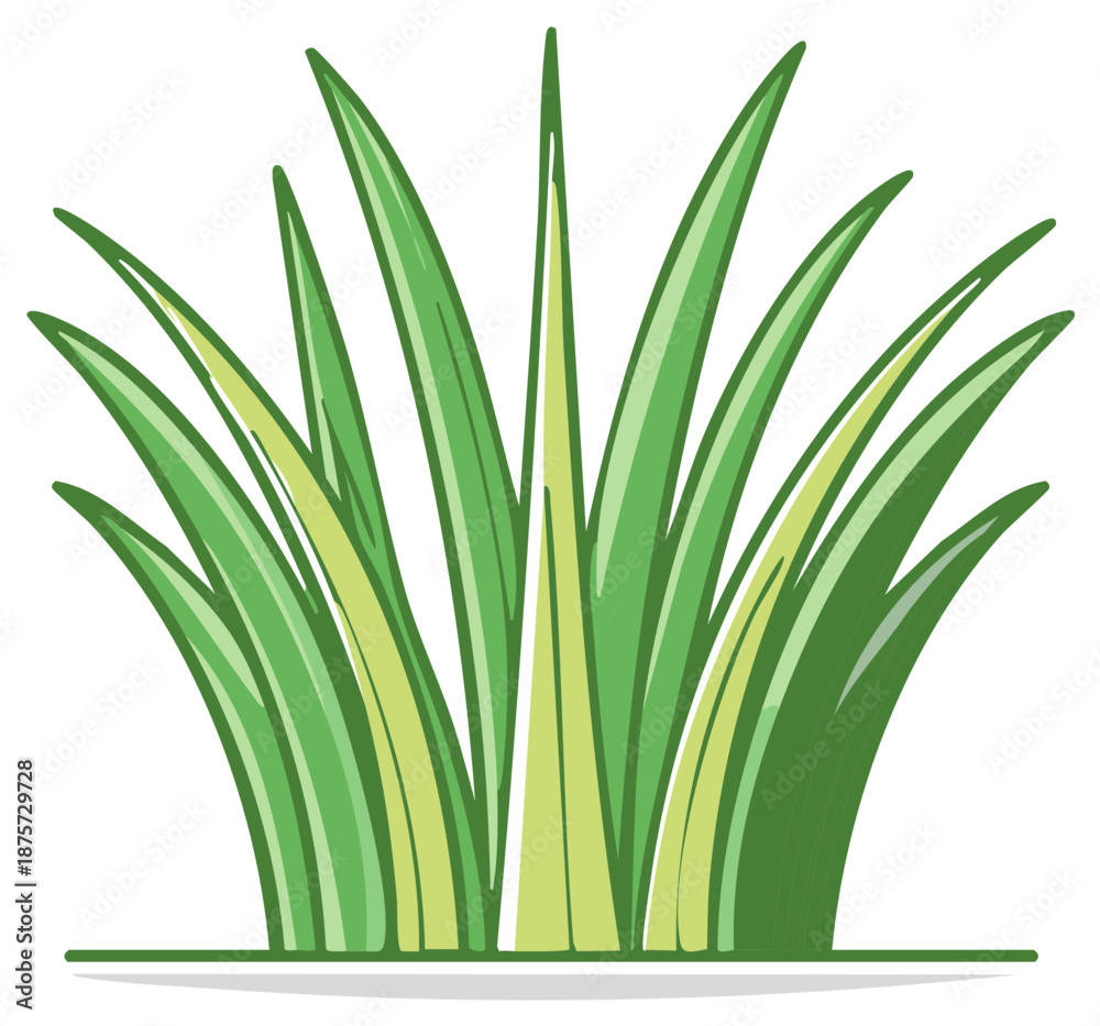 Obraz premium Illustration of Lush Green Grass Blades, Spring Meadow Growth