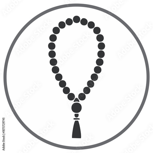 Islamic Prayer Beads Icon Meditation Beads Tassel Pendant Circle Graphic