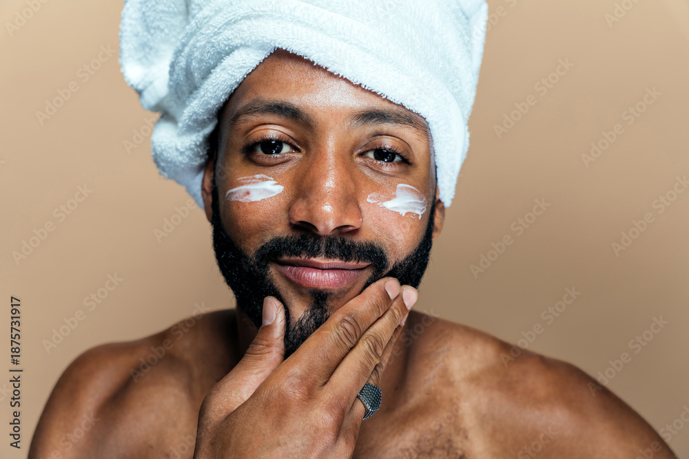 custom made wallpaper toronto digitalImage of a young man taking care of his skin