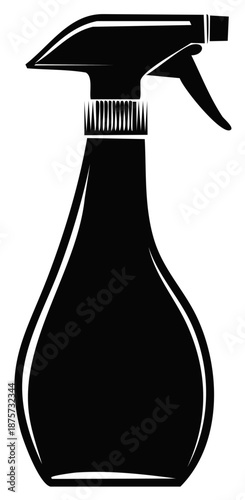 Black silhouette of a spray bottle with a trigger dispenser for cleaning or spraying liquids