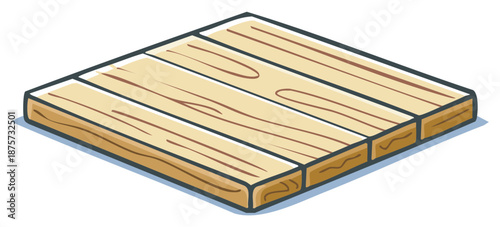 Cartoon Wooden Pallet Perspective View Platform Storage Construction