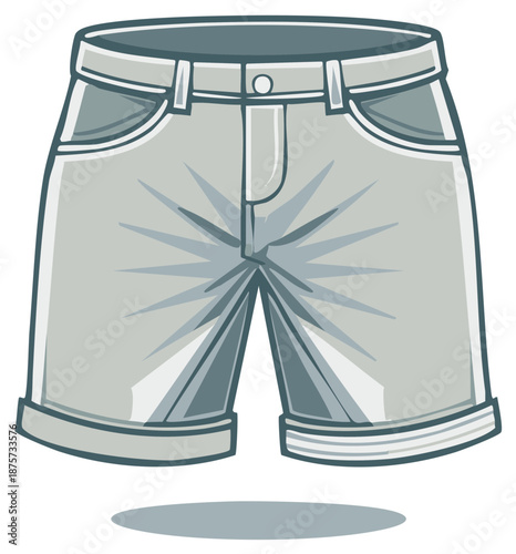 Cartoon Style Shorts, Clothing, Casual Summer Fashion, Denim Style Outfit, Apparel Illustration