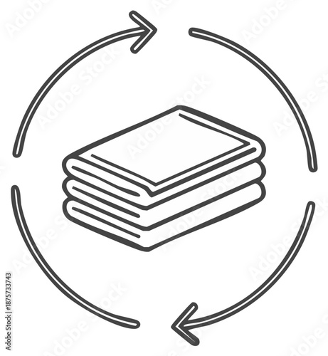 Laundry Cleaning Cycle Icon Showing Folded Clothes Textile Process Outline