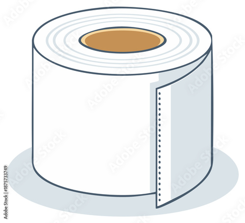 Illustrated roll of toilet paper with a torn sheet detail