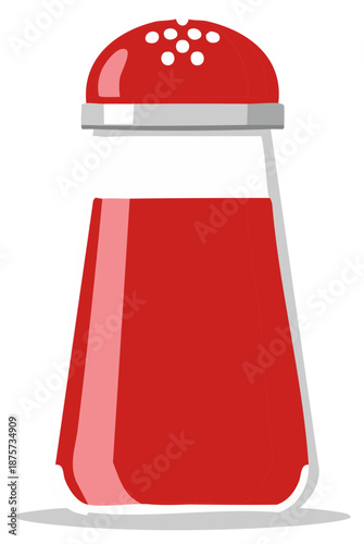 Red Vintage Salt and Pepper Shaker with Perforated Cap