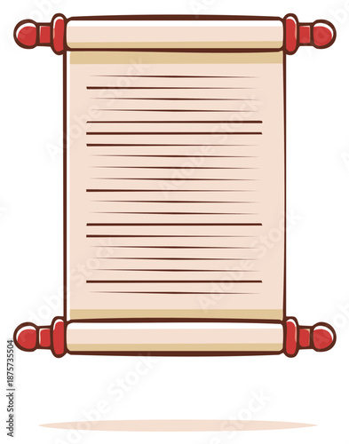 Scroll with text, vintage parchment.  Vector illustration of an antique paper roll with design elements